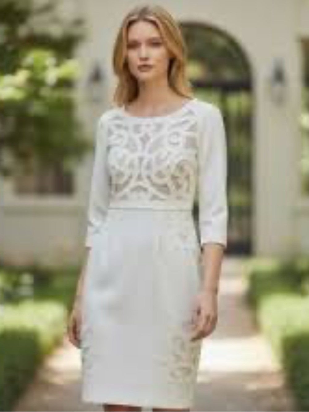 Antonio Melani White Laser-Cut Sheath Dress size 0 - Picture 13 of 13